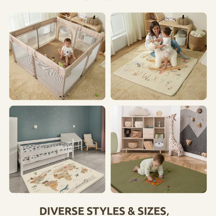 Joypony Leather Baby Play Mat 47×47×1.2 IN Foldable Play Mat Thick Memory Foam | Waterproof Baby Play Mat, Non-Slip & Safe for Newborns