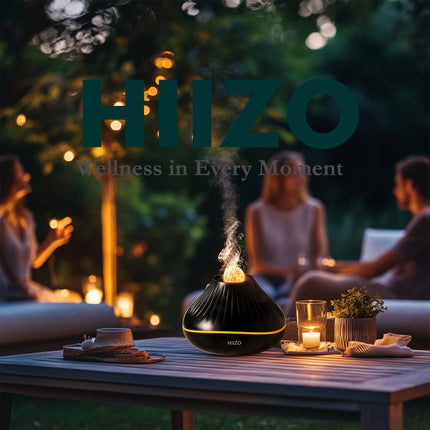 HIIZO A18 Aroma Ultrasonic Essential Oil Diffuser with LED Flame Light,  Crackle Colour