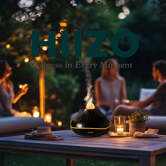 HIIZO A18 Aroma Ultrasonic Essential Oil Diffuser with LED Flame Light,  Crackle Colour