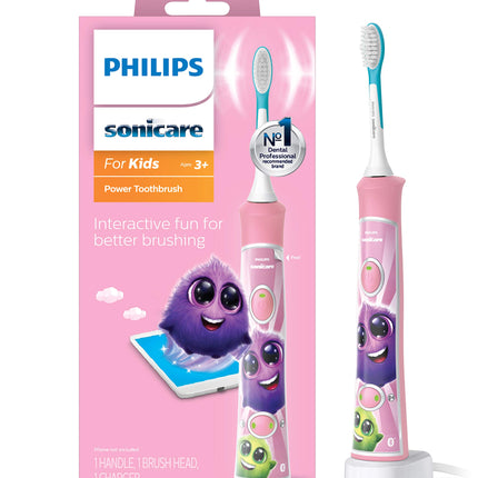 Philips Sonicare for Kids Pink Rechargeable Electric Toothbrush, HX6351/41