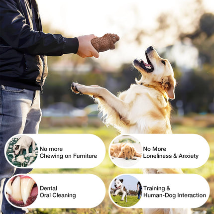 Durable Squeaky 3 in 1 Dog Toy for Aggressive Chewer,Natural Rubber Tough Dog Toy