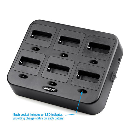 Retevis RTC22 Six-Way Walkie Talkie Charger ONLY, 1 Pack