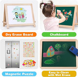 Wooden Tabletop Easel for Kid Toddler,Foldable Double Sided Kids Art Easel with Chalkboard Whiteboard with Magnetic Letter Numbers,Portable Desktop Drawing Board Education Toys T98