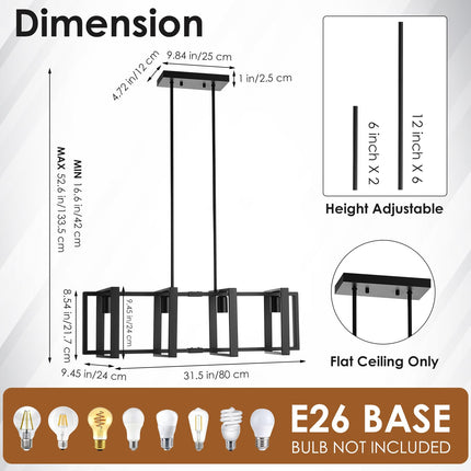 Maichixin 4 Lights Black Linear Kitchen Island Light Fixtures, BLACK