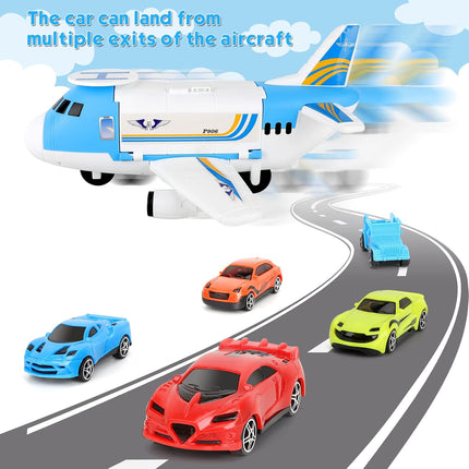 Aomola Toy Cars for 3 Year Old Boy, Car Toys Set, Transport Airplane Toys with 8 Sports Cars and 1 Helicopter, Cargo Plane Toy Gifts for Kids Boys Girls Age 3 4 5 6