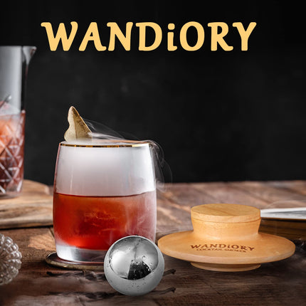 Cocktail Smoker Kit with Torch, WANDiORY Original Bourbon Whisky Drink Smoker Infuse Kit Includes 2 Whiskey Stone, Gifts for Men/Him/Father/Halloween/Christmas