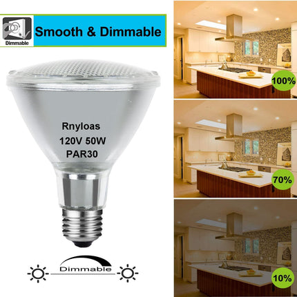 Rnyloas PAR30 Long Neck Halogen Bulb 50W 120V Warm White 2800K E26 Base