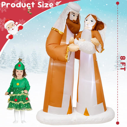 TRMESIA 8 Feet Blow up Jesus Birth Decoration Indoor Outdoor Inflatable | Nativity Scene Build-in LED Lights Christmas Garden Lawn Decoration Blow up Xmas Decor Holiday Party Celebrations and Parties
