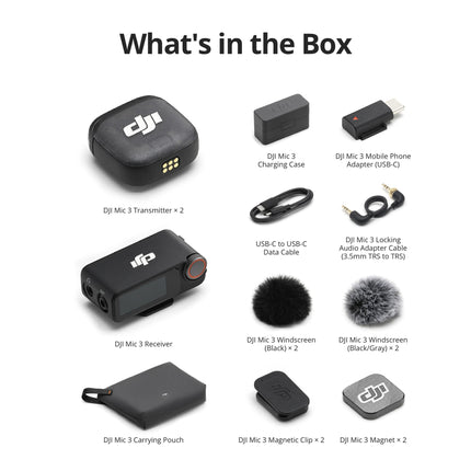 DJI Mic 3 (2 TX + 1 RX + Charging Case), Wireless Microphone