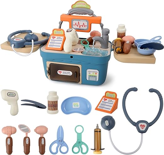 Aomola Doctor Kit Kids Girls Boys, Doctor Medical Pretend Play Set with Electronic Stethoscope T71