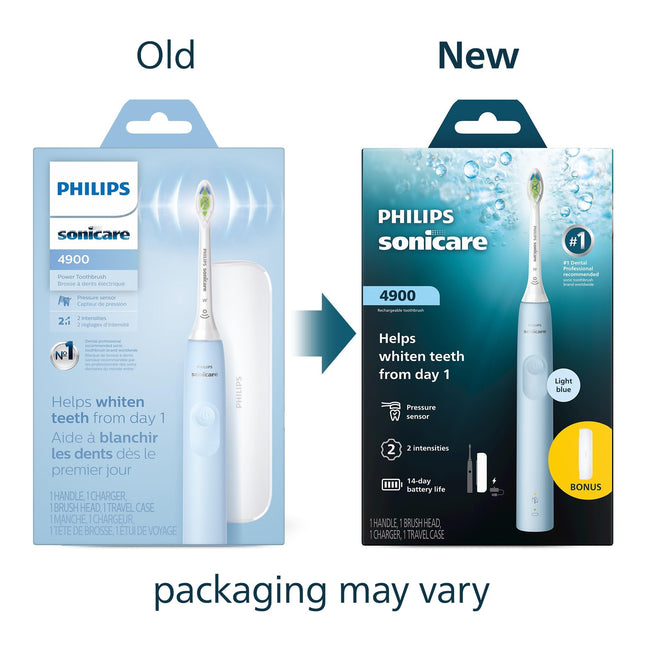 Philips Sonicare 4900 Series Electric Toothbrush - Sonic Toothbrush With Advanced Sonic Technology, Pressure Sensor, Two Intensity Settings, SmarTimer & QuadPacer, Light Blue, Model HX3683/32