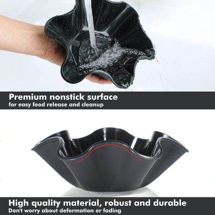 Koluti 3 Pack Tortilla Bowl Maker, Nonstick Silicone Taco Salad Shell Pan Baking Mold, Tostada Baker for Kitchen, Microwave & Dishwasher & Oven Safe, Black