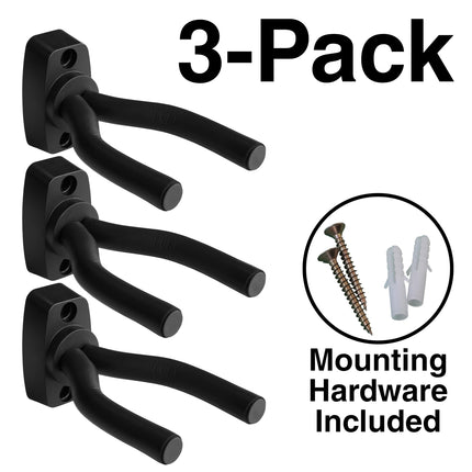 Guitar Wall Hanger 3-Pack Adjustable Guitar Wall Mount Hooks for Acoustic, Electric, Bass, Ukulele, Violin – Includes Screws & Anchors, Rubber-Coated Holder for Home & Studio