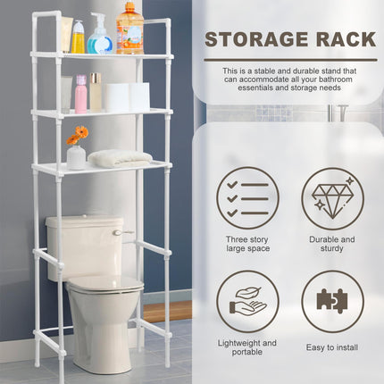 HSHGZSR Over The Toilet Storage Shelf Space Saving 3 Tier Freestanding Toilet Storage Rack Storage Cabinet Toilet Shelf Organizer Multifunctional Above Toilet Stand for Home Bathroom Towel (White)