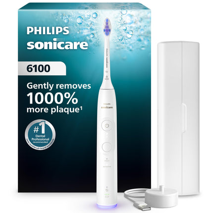 Philips Sonicare 6100 Rechargeable Electric Toothbrush, 1 Brush Head, White