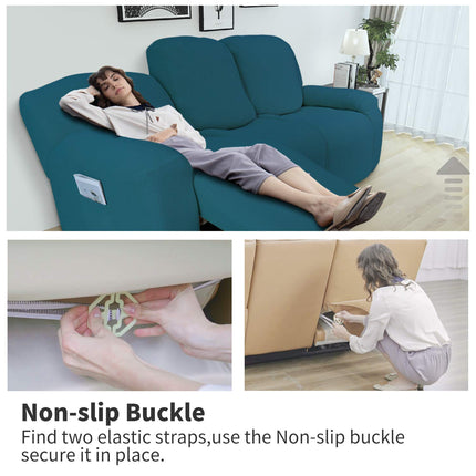 Easy-Going 8-Piece Recliner Sofa Stretch Sofa Slipcover Sofa Cover Furniture Protector, Peacock Blue