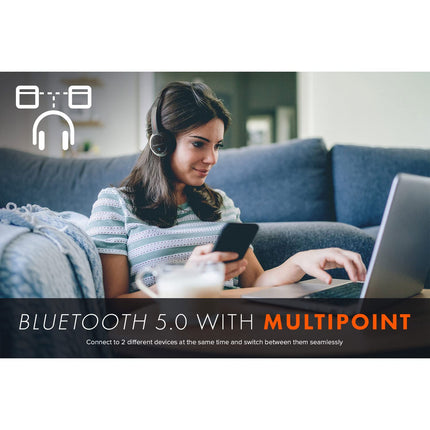 Creative Sound Blaster JAM V2 On-Ear Lightweight Bluetooth 5.0 Wireless Headphones with USB-C, aptX Low Latency, aptX HD, Multipoint Connectivity, Voice Detection and Noise Reduction, 22 Hours Battery Life