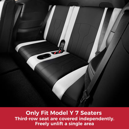 FREESOO Customzied Seat Covers for Tesla Model Y 7 Seats, Full Wrap Leather Seat Covers Interior Accessories Black White #C3