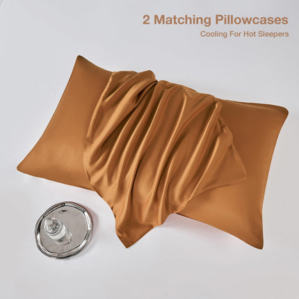 JELLYMONI King Duvet Cover Set, 100% Viscose Derived from Bamboo, Buttery Soft, Cooling Duvet Cover - 1 Hidden Zipper Duvet Cover with 2 Pillowcases, Rust