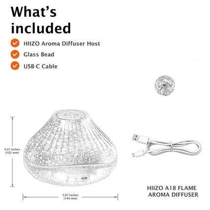 HIIZO A18 Aroma Ultrasonic Essential Oil Diffuser with LED Flame Light,  Crackle Colour