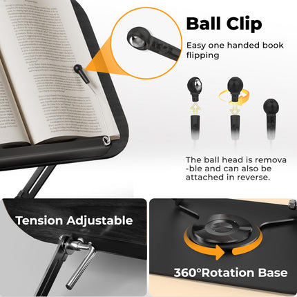 SupeDesk Adjustable Multifunctional Display Stand with 360° Rotating Bases, Foldable Designs, and Elastic Clips, for Recipe, Cookbooks, Tablets, Laptops, Books