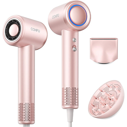 CONFU High Speed Professional Ionic Blow Dryer with Diffuser for Fast Drying, Hair for Curly Hair, PINK
