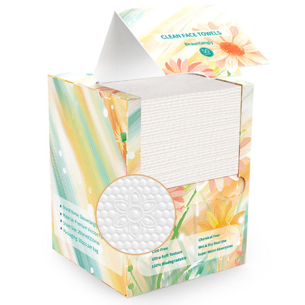 Beauntangly 50Count Disposable Face Towel, Ultra Soft Thick Absorbent Makeup Remover Dry Wipes, Biodegradable Lint-Free Face Cloths for Skin Care Cleansing