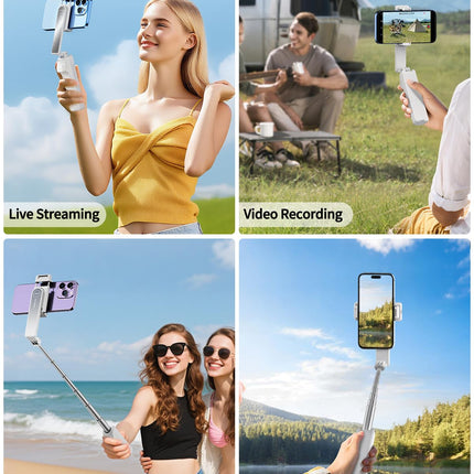 YAYUSHI Ultra Mini Selfie Stick for iPhone, Extendable Aluminum Portable Selfie Stick with Remote, Compact Phone Selfie Sticks Compatible with 4-7" Phones for Vlog/Video Record/Live Stream, WHITE