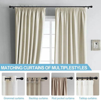 TALITARE Black 28-152 Inch Curtain Rods for Windows, 5/8 Inch Extra Long Curtain Rod with Brackets