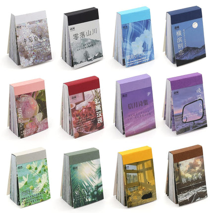 Daoeny 600 Pieces Washi Sticker Set, 12 Set Scrapbooking Diary Planner Album Diary Notebook, Scrapbooking Sticker Journaling Supplies for DIY Arts and Crafts Card Making Laptop Decoration