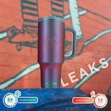 40 Oz Tumbler with Handle and Straw Insulated Cup that Fits in Cup Holder for Hot & Cold Drinks Leak Proof Tumbler with Straw Stainless Steel Travel Mug for Men & Women - Violet