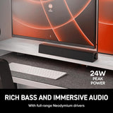 Creative Stage SE mini Compact Under-Monitor Soundbar with Bluetooth 5.3, USB Digital Audio, for PC and Mobile