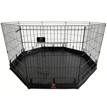 PJYuCien Puppy Playpen with Bottom Pad and Door, 8 Panels 30" H, Black