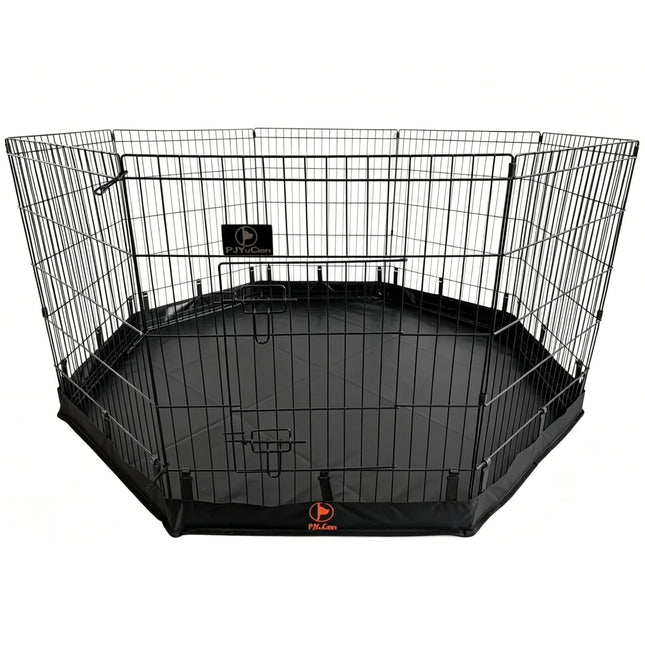 PJYuCien Puppy Playpen with Bottom Pad and Door, 8 Panels 30" H, Black