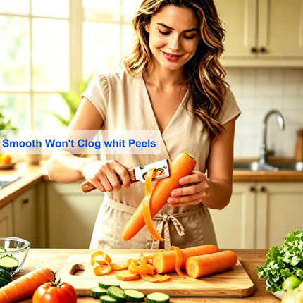 EddHomes Multifunctional Vegetable Zero Snag Peeler with Wooden Handle and Bottle Opener
