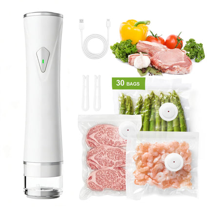 NXIP Compact Vacuum Sealer Machine for Food Storage, 5S Fast Seal Powerful Food Vacuum Sealer with 30PCS Reusable Vacuum Bags, Automatic Handheld Food Saver for Storage