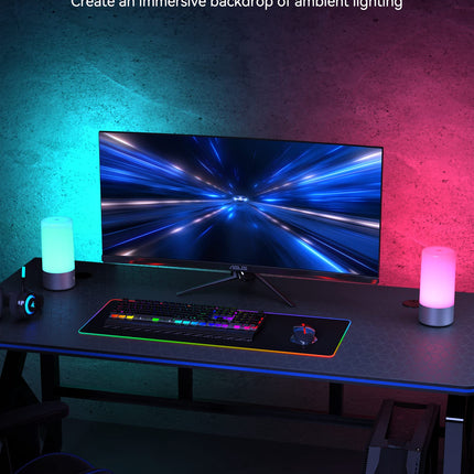 Touch Control Lamp for Bedroom 3 Level Dimmable Warm White Lights with RGB Color - Gold