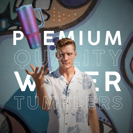 40 Oz Tumbler with Handle and Straw Insulated Cup that Fits in Cup Holder for Hot & Cold Drinks Leak Proof Tumbler with Straw Stainless Steel Travel Mug for Men & Women - Violet