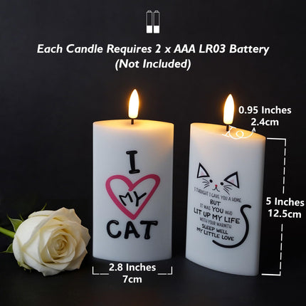 Rhytsing 1PC , 5 Inches Flat LED Memorial Candles for Loss of Cat Real Wax Sympathy Lights with Timer Function, Pet Memorial Gifts with Single-Sided Printed Design