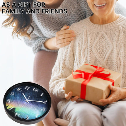 QWANPET Modern Wall Clock, 12Inch Round Wall Clocks, Quality Quartz Silent Non-Ticking Wall Clock, Decor Wall Clocks for Living Room Bedroom Kitchen Home, Black