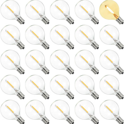 Dr. BeTree 25 Pack G40 LED Replacement Bulbs, 0.6W Clear Globe LED Bulbs for Family Gatherings and Outdoor Gardens