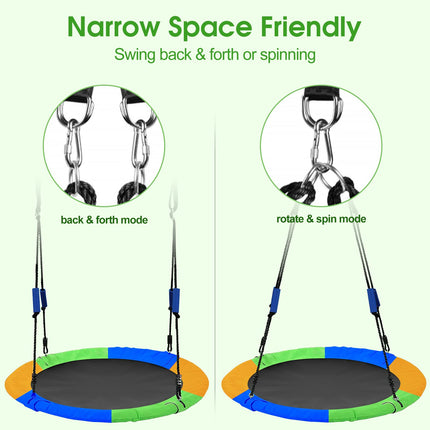 DEROFIT Indoor/Outdoor Adults/Kids 40 Inch Flying Saucer Tree Swing Set with Hanging Strap Kit with Steel Frame & Adjustable Rope, 750lb Weight Capacity