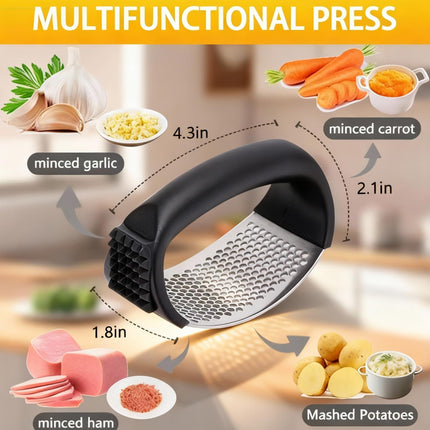 HAVENNEEST Garlic Press Equipped with Soft Ergonomic Handle, Easy to Crush Garlic, Easy to Clean, and Rust-Resistant