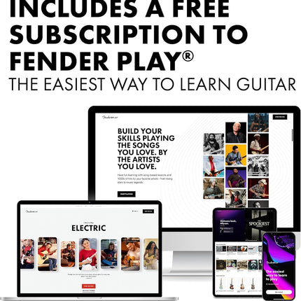 Fender Squier Debut Series Stratocaster Electric Guitar Kit, Beginner Guitar Kit, with Padded Gig Bag, Frontman 10G Amp, Strap, and More, Includes Free Lessons, Black