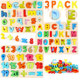 Wooden Peg Puzzles for Toddlers Uppercase and Lowercase Alphabet Number Board Set Gift for Educational Learning Jigsaw Puzzle Board Preschool Toys T22