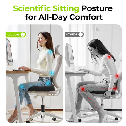 AUVON Contoured Seat Cushion for Tailbone Pain&Thigh Pressure Relief, SO4182 BLACK