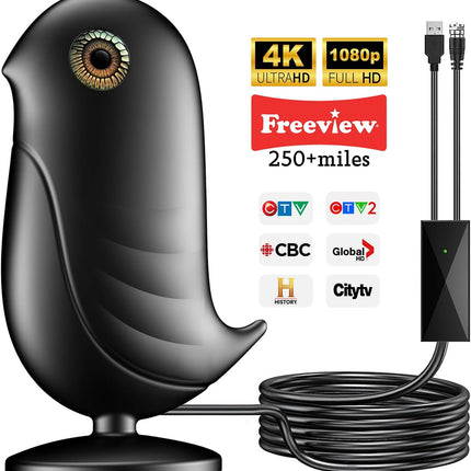 TV Antenna - TV Antenna Indoor with 380+ Miles Long Range & 360°Reception - Digital Antenna for Smart TV Support 4K 1080P Support All'S TV with 16.4Ft Coax Cable