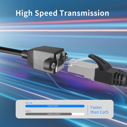 QIANRENON RJ50 10P10C Male to Female Extension Cable Panel Screw Mount Shielded Cat 5E 26AWG for Motorola Radio Barcode Scanning Laser Printing Industrial Equipment etc, 0.98Ft (0.3m)