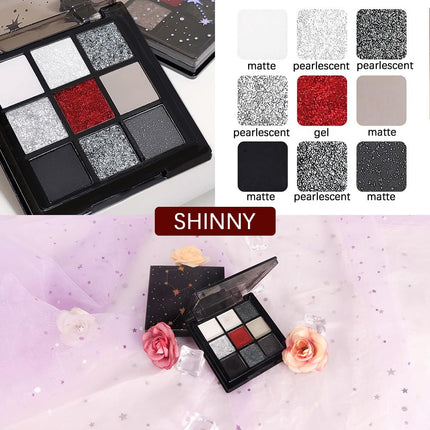 ORANO Waterproof 9 Colors Dark Shimmer Matte Metallic Smokey Black Red Eyeshadow Palette Kit