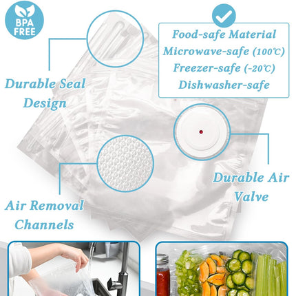 NEXT-SHINE Electric Portable Food Sealer with 5 Reusable Vacuum Bags + 10 Lids + Wide & Regular Mouth for Canning Jars, Seal Meal Saver Fermentation Food Storage